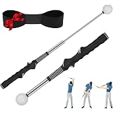 FODESAN 5-in-1 Retractable Golf Swing Trainer, Training Aid with Grip Trainer, Grip Correction for Beginners &amp; Tempo Training for Advanced, Click Feedback, Right/Left-Handed
