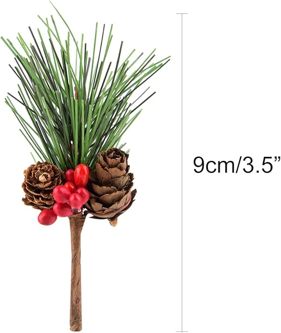 TUPARKA 12 PCS Selecciones de Cono de Pino Artificial Holly Berry 