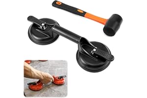 ACMEFUN Laminate Floor Gap Repair Tool Kit: Aluminum Floor Gap Fixer with Rubber Mallet for Laminate, Vinyl Plank,SPC&Floating Floor Installation - Suction Cup for Smooth Surface Flooring (black)