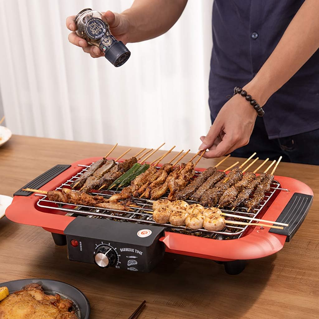 review Indoor Smokeless Grill, 2000W Power Electric Grill with 7 Temperature Adjustable, Compact & Portable Non-Stick BBQ Grill with Water Tray