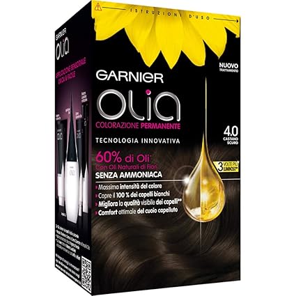 Garnier Olia Colorazione Permanente Senza Ammoniaca Migliora La Qualità Dei Capelli Copre I Capelli Bianchi 40 Castano Scuro