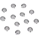 PH PandaHall 150pcs 8mm Flat Round Spacer Beads Tibetan Alloy Antique Silver Beads Carved Vortex Jewelry Bead Charm Spacers for Jewelry Making DIY Bracelet Necklace Earring, Hole 1.5mm