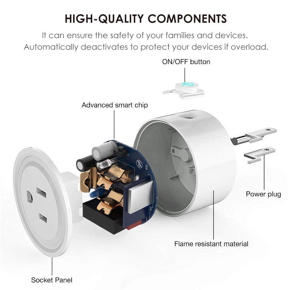 Wifi Smart Plug, Tonbux Switch Outlet Mini with Timing Function for IOS/Android, Works with Amazon Alexa & Google Home, No Hub Required, App Control Your Devices from Anywhere Anytime (2 Packs)