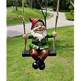 Tsilin Funny Garden Gnomes Statue Hanging Dwarf Figurines Ornament Sculpture Swing Gnome for Outdoor Pation Yard Lawn Porch Home Christmas Tree Decor Halloween New Year