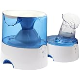 Crane Steam Inhaler & Warm Mist Humidifier, 0.5 Gallon, Humidifier FSA Eligible, Blue & White, Ideal Humidifiers for Bedroom,