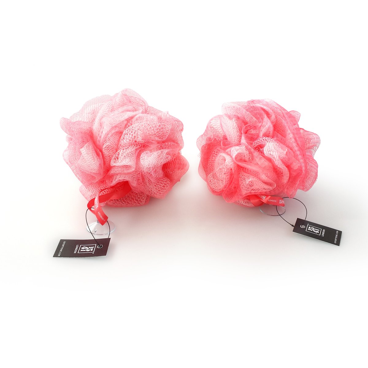 1541 London Exfoliating Bath & Shower Body Puff/Scrunchie/Buffer TWIN PACK (Bubblegum Pink)