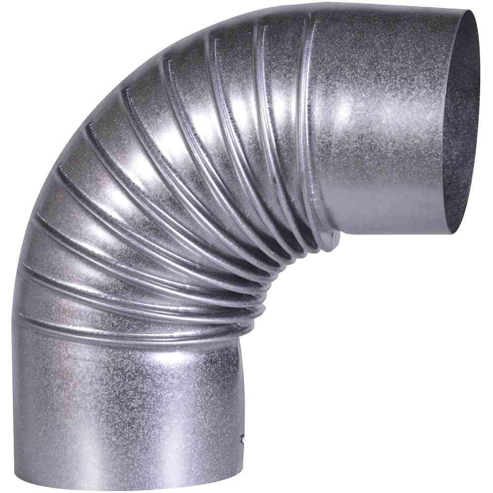 FIREFIX A100/B FAL Elbow 90°, Rigid, Diameter 100 mm, Stove Pipes Made of Sheet Steel, 0.6 mm Thick, Muffled Inside, Laser Welded Lengths, Silver
