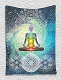 Indian Decor Mandala Yoga Zen Wall Meditation Batik Hippie Om Sign Blacklight Reactive Tapestry Hanging Dorm Bedroom Living Room Decorations, Turquoise Yellow Red Orange White