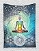 Ambesonne Mandala Design Zen Meditation Hippie Style with Sign Chakra Art Print Reactive Tapestry Hanging Dorm Bedro Living Ro Decorations, Turquoise Yellow Red Orange White