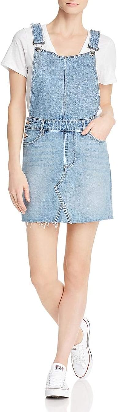 distressed denim overall dress