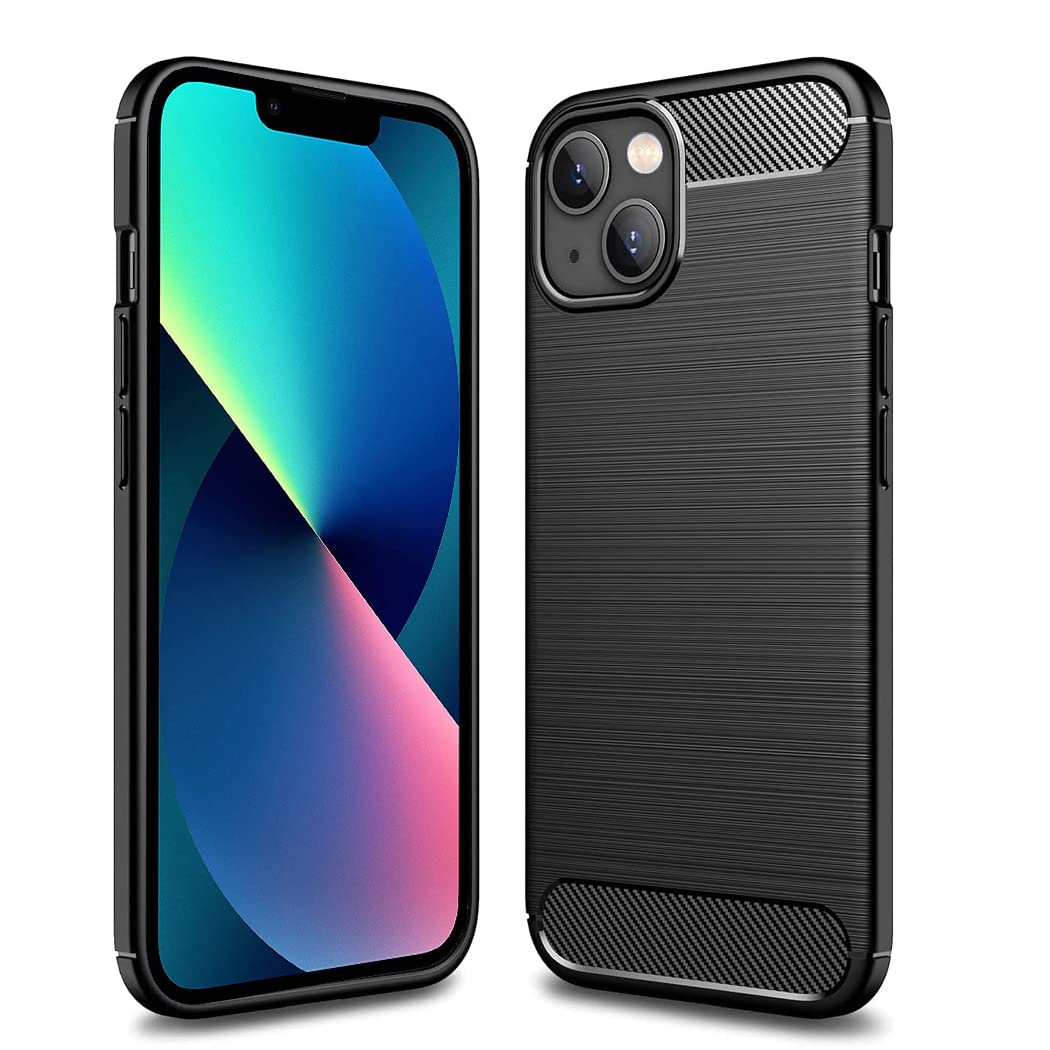 GAPlus iPhone 13 Case - Ultra Slim Carbon Fibre Shockproof Bumper Case Cover For iPhone 13 Black