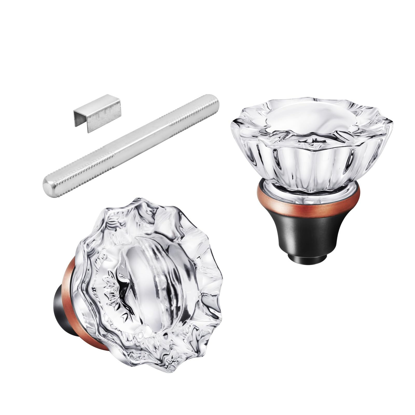 Photo 1 of Mortise Lock Glass Door Knobs Replacement Set, Vintage Crystal Door Knobs for Replacement Broken Old Antique Style Lock Sets on Interior Door, Oil Rubbed Bronze Finish