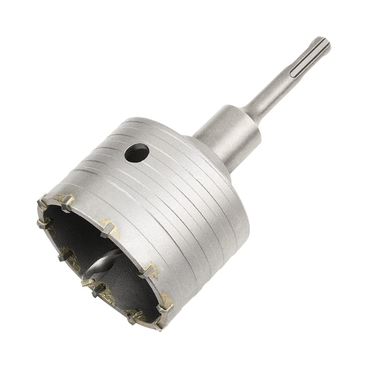 Meccion Carbide Hole Saw Drill Bit 82mm with 110mm SDS Plus Adapter, Tungsten Tips Hollow Hole Cutter for Brick, Concrete, Cement Stone Wall (82mm+110mm SDS Plus Adapter)