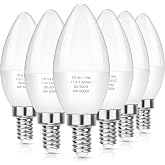 MAXvolador E12 LED Candelabra Light Bulbs 60 Watt Equivalent, 6W Daylight White 5000K 600 Lumen Chandelier Bulb, B11 Candle Small E12 Base, Non-Dimmable, Pack of 6