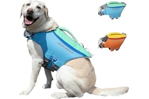 ZLX Dog Life Jacket, High Buoyancy Dog Life Vest with Secure Handle, Ripstop Lifejacket for Swimming, Boating, Water Safety, Adjustable Lightweight Floating Pet Preserver, X-Large, Blue