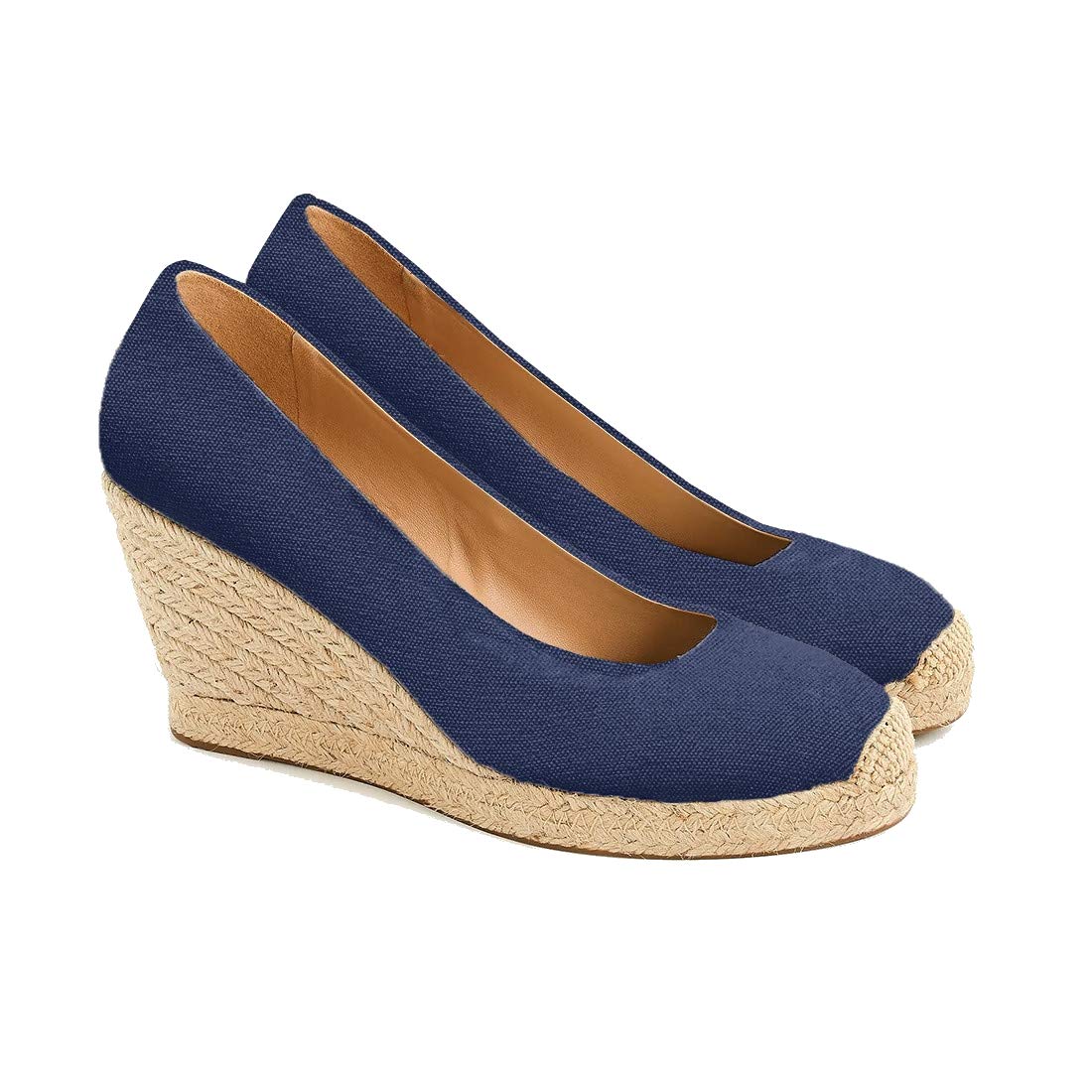 Womens Closed Toe Espadrille Wedges Shoes Heels Pumps Canvas Slip On Wedge Sandals