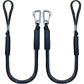 4 Feet Bungee Dock Line Mooring Rope 2-Pack for Docking with Stainless Steel Clip Accessories for Boats PWC, Built in Snubber, Kayak, Watercraft,SeaDoo,Jet Ski, Pontoon, Canoe, Power Boat