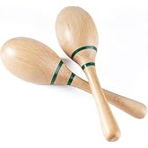 Musfunny Maracas Hand Percussion Rattles, Beech Wood Material Rumba Shakers | Maracas with Clear and Professional Sounds Percussion Musical Instrument for Adults Party, Games (Natural)