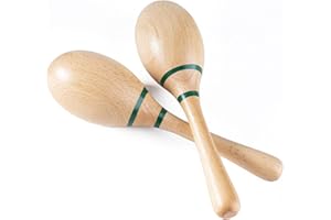 Musfunny Maracas Hand Percussion Rattles,Beech Wood Material Rumba Shakers with Clear and Professional Sounds Musical Instrument for Party,Games (Natural)