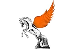 GG Grand General 48390 Amber 6.5 X 7.5 inches Chrome Fighting Stallion Hood Ornament with Windriders