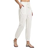 AVICHIC Women’s Linen Pants Joggers Lightweight Cotton Lounge Travel Beach Casual Linen Pants with Pockets 28"