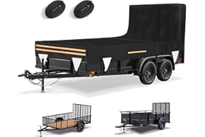 SKYJDM 6 x 10 Windproof Utility Trailer Cover, 600D Waterproof Heavy Duty Cover with Rear Landscape/Tailgate Ramp with Windproof Ropes Fits 6 x 10 FT Trailers