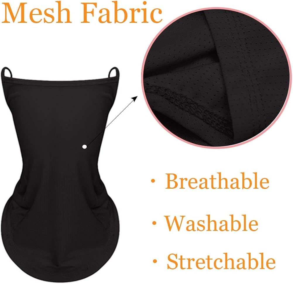Kids Face Mask Bandana Ear Loops Mesh Holes Neck Gaiter Cooling Breathable Balaclava Scarf Dust UV Protection for Boys Girls: Clothing