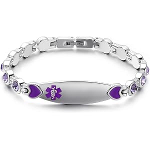 JFJEWER Fashion Medical Alert Bracelet for Women, Stainless Steel Medical ID Bracelet with Free Engreaving