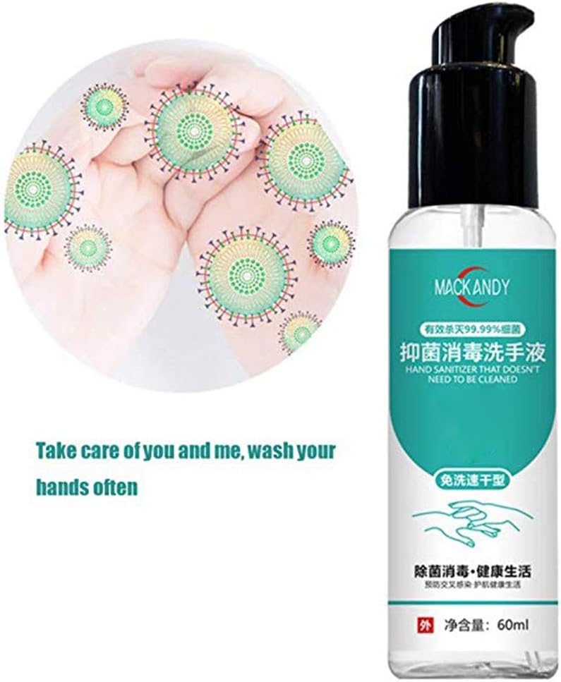 Hand Sanitizer,Long-Lasting Protection,60mL Travel Portable Mini Hand Sanitizer Quick Drying Hand Wash Moisturizing Disposable No Clean Waterless