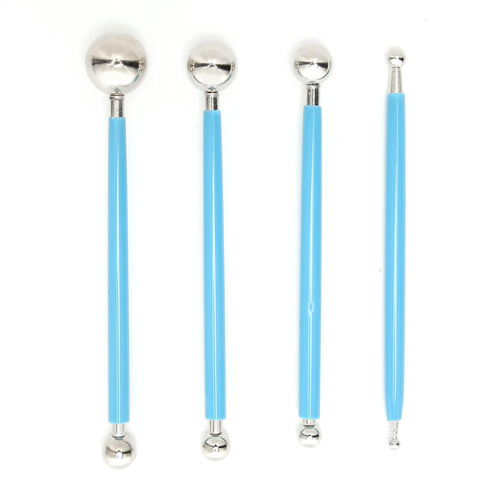4Pcs Metal Ceramic Clay Ball Stylus Dotting Tools Ball Stylus Tools Dotting Sculpting Modeling Tools for Cake Fondant Decoration