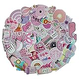 53 Pcs Cute Pink Teen Girl Decal Stickers for Laptop and Water Bottles,Waterproof Durable Trendy Vinyl Laptop Decal Stickers Pack for Teens, Water Bottles, Computer, Travel Case (Pink Lady)