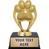 Crown Awards Paw Print Trophies with Custom Engraving, 6" Personalized Gold Paw Print Trophy On Black Base Prime