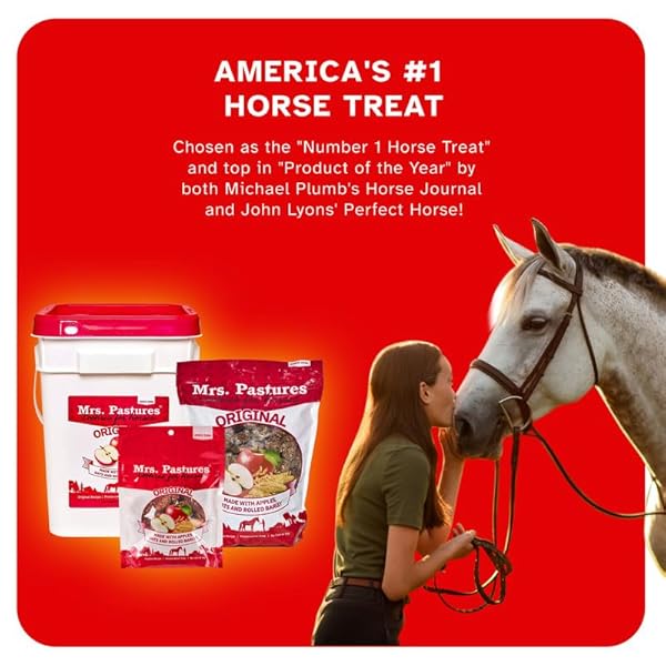 MRS PASTURES COOKIES AND TREATS FOR HORSES – PREMIUM HORSE TREATS – MADE WITH APPLES, OATS, AND ROLLED BARLEY – PRESERVATIVE FREE – ALL NATURAL INGREDIENTS – NO CORN OR SOY – MADE IN USA – (5LB BAG)