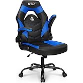 N-GEN Gaming Gaming Chair, Lumbar, PU Leather, Flip-Up Arms, Classic Blue | Ergonomic High-Back Design, Adjustable Height with 360&deg; Swivel Wheels, Comfortable Computer Desk Seating for Office and Home