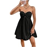 MakeMeChic Women's Twist Front Strapless Tube Dress Cut Out Sleeveless A Line Mini Dresses