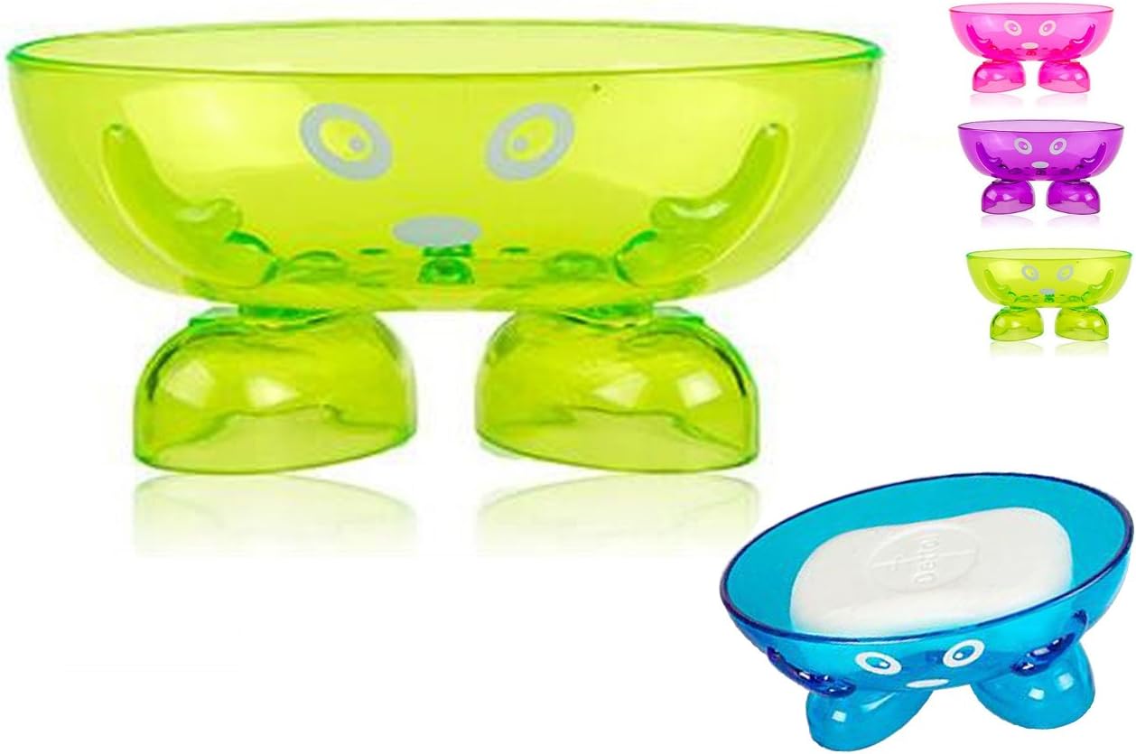 Soap Dish for Children with face and feet, to Store Jewelry While Cleaning, Very Fun soap Dish Made of Resistant Material (Green) Offer