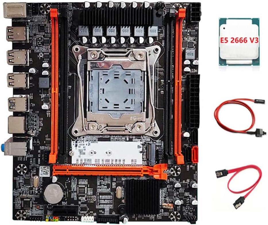 Uinfhyknd X99H Motherboard E5 2666 V3 CPU Kit LGA2011-V3 DDR3 M.2 NVME SATA3.0