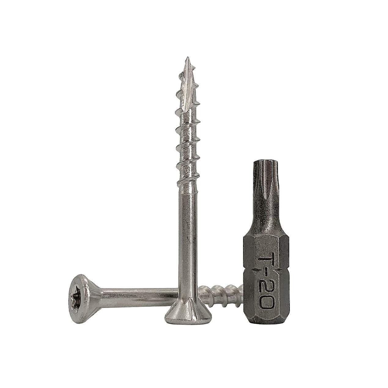 (Pack of 100 pcs) A2 Stainless Steel 4.2 x 42 mm Decking Screws,Timber Wood Screws, Torx Head, Type 17, Countersunk Head, Deck Screw (100, 4.2 x 42 mm)