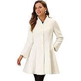 Allegra K Women's Single Breasted Coat A Line Mid-Long Peacoats Outerwear Winter Coats