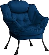 HollyHOME Comfy Armchair Velvet Dark Blue with Steel Frame 500lbs Capacity