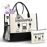 InnoBeta Sonographer Gifts Canvas Tote Bag with Top Zipper Closure and Shoulder Strap for Birthday, Mother's Day, Christmas
