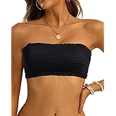 Aqua Eve Women Strapless Bikini Top Only Bandeau Swim Top Tube Top Swimsuit