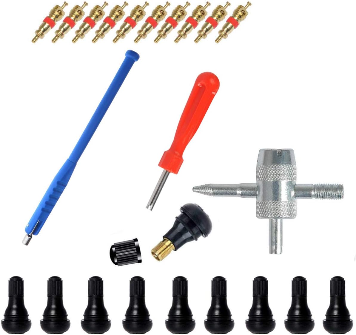 D/&eacute;monte Valve Pneu 4-1 Outil de R/&eacute;paration de Valve de Pneu Valve Core 10pcs TR412 CAILI 23Pcs Demonte Valve Pneu Outil Valve Core Remover pour Voiture Remplacement Tire Repair Kit