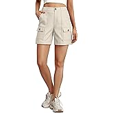 Lepunuo Cargo Shorts for Women Baggy Casual Elastic Waist Shorts Relaxed Fit Stretch Cargo Shorts with 6 Pockets