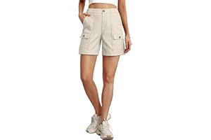 Lepunuo Cargo Shorts for Women Baggy Casual Elastic Waist Shorts Relaxed Fit Stretch Cargo Shorts with 6 Pockets