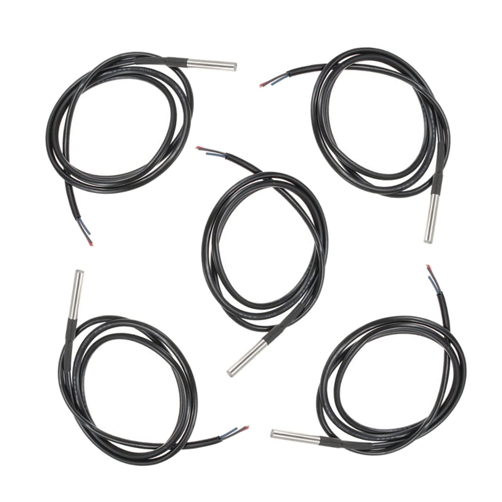 HALJIA 5PCS DS18B20 Waterproof Temperature Sensors Transducer Digital Thermal Stainless Steel Probe 1m Compatible with DIY Arduino Raspberry Pi Etc.