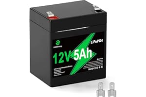 HWE ENERGY 12V 5Ah Rechargeable Lithium Battery, 4000 Deep Cycle LiFePO4 12 Volt 5 Amp Replacement for Universal 41A6357-1 485LM 8500W Garage Door Opener Battery, DJW12-4.5, Home Alarm,UPS,10A BMS,F1 F2 Terminal