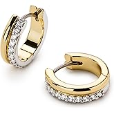 Ana Luisa Asher Small Huggie Hoop Earrings for Women - 14K Gold Plated, Silver Rhodium Plated and Two Tone Styles - Hypoallergenic, Tarnish-Free - Ana Luisa Jewelry - Stylish Gold Hoop Earrings