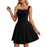 Bbonlinedress Womens Square Neck Mini Prom Cocktail Party Dress Sleeveless Short A-line Formal Wedding Guest Dress