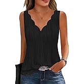 GUNEST Womens Summer Tops Seashell V Neck Sleeveless Textured Tank Tops Dressy Knit 2025 Cute Basic Blouses Shirts